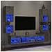 Mobili TV a Muro con LED 8pz Grigio Cemento Legno Multistrato - Foto miniatura 2