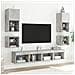 Mobili TV a Muro con LED 8pz Grigio Cemento Legno Multistrato - Foto miniatura 3