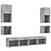 Mobili TV a Muro con LED 8pz Grigio Cemento Legno Multistrato - Foto miniatura 6