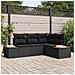 Set Divano da Giardino con cuscino 4 pcs Nero Polyrattan - Foto miniatura 2
