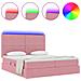 Letto con luci a strisce a LED Rosa 200 x 200 cm Velluto - Foto miniatura 4
