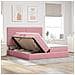 Letto con luci a strisce a LED Rosa 200 x 200 cm Velluto - Foto miniatura 5