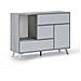 Credenza Salotto / sala Da Pranzo, Mobile Buffet Wind 1 Porta, 3 Cassetti, Struttura Colore Cemento, Porta E Cassetti Colore Bianco Opaco. Dimensioni: 120x40x86cm. - Foto miniatura 1