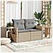 Divano Da Giardino Con Cuscini A 2 Posti Beige In Polyrattan - Foto miniatura 2
