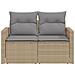 Divano Da Giardino Con Cuscini A 2 Posti Beige In Polyrattan - Foto miniatura 4