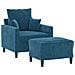 Poltrona con Poggiapiedi Blu 60 cm in Velluto - Foto miniatura 3