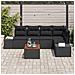 Set Divano da Giardino da 6 Pezzi con Cuscini Nero Polyrattan Acacia - Foto miniatura 3