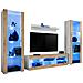 Komodee, Set di mobili porta TV Tivoli Grande RTV, Bianco Wotan, LED Blu, Larghezza 250 cm x Altezza 159 cm x Profondità 35 cm, Per soggiorno, Camera da letto - Foto miniatura 1