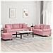 Set di Divani 3 pz con Cuscini Rosa in Velluto - Foto miniatura 2