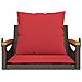 Panchina Dondolo con Cuscini Marrone 63x62x40 cm in Polyrattan - Foto miniatura 4