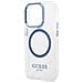 Guess Guhmp14xhtrmb Custodia Per Iphone 14 Pro Max 6,7 Blu /blu Con Outline In Metallo Magsafe - Foto miniatura 1