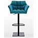 Sgabello Alto Bar Damaso I Sgabello Design Cucina Trapuntato in Tessuto con Braccioli E Schienale Imbottiti l Sedia Sgabello Bar Pub con Poggiapiedi Turchese Nero - Foto miniatura 2