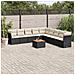 Set Divani da Giardino 10pz con Cuscini in Polyrattan Nero - Foto miniatura 5