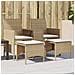 Divano Giardino 2 Posti con Tavolo e Sgabelli Beige Polyrattan - Foto miniatura 2