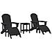 Set da Giardino Black HDPE 3 Pezzi , Sedia Adirondack con Poggiapiedi Black HDPE , Tavolino Laterale Adirondack Nero 38x38x45 cm HDPE - Foto miniatura 1