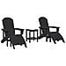 Set da Giardino Black HDPE 3 Pezzi , Sedia Adirondack con Poggiapiedi Black HDPE , Tavolino Laterale Adirondack Nero 38x38x45 cm HDPE - Foto miniatura 3