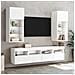 Mobili TV a Muro con LED 5pz Bianchi in Legno Multistrato - Foto miniatura 4