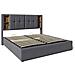Letto Matrimoniale Con Ricarica Wireless In Cotone Grigio E Design Moderno - Foto miniatura 2