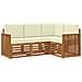 Set divani 4 pcs Naturale e Crema Legno di Acacia Massello - Foto miniatura 1