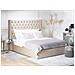 Letto Imbottito In Velluto Beige Con Contenitore 180 X 200 Cm Lubbon - Foto miniatura 6