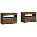 Comodini 2 pz con Luci LED Rovere Fumo 60x35x40 cm - Foto miniatura 1