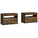 Comodini 2 pz con Luci LED Rovere Fumo 60x35x40 cm - Foto miniatura 6