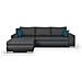 Divano Angolare Convertibile Reversibile Indian A 5 Posti - Tessuto Grigio Scuro - 289 X 94/188 X 88 Cm - Foto miniatura 1