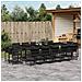 Set Da Pranzo Da Giardino 15 Pz Con Cuscini Nero In Polyrattan - Foto miniatura 1