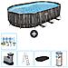 Piscina Fuori Terra - Ovale - 610x366x122 Cm - Grigio - Include Accessori Coordinati Cb29 - Foto miniatura 1