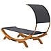 Lettino Con Tettuccio 100x200x126 Cm In Legno Curvato Antracite - Foto miniatura 4