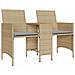 Divano Giardino 2 Posti con Tavolo e Sgabelli Beige Polyrattan - Foto miniatura 4