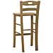 Sgabello Di Legno Noce Chiaro H 66cm Con Foro Nello Schienale E Seduta Massello - Foto miniatura 4