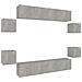Set Mobili Porta TV 8pz Grigio Cemento in Legno Multistrato - Foto miniatura 1