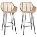 Sedia da Bar 2 pcs Naturale 55 x 52 x 92 cm Rattan e Ferro - Foto miniatura 1