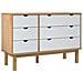 Cassettiera Marrone Bianca 113,5x39,5x73 Cm Legno Massello Pino - Foto miniatura 2