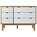 Cassettiera Marrone Bianca 113,5x39,5x73 Cm Legno Massello Pino - Foto miniatura 3