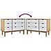 Cassettiera Marrone Bianca 113,5x39,5x73 Cm Legno Massello Pino - Foto miniatura 8