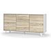 Credenza Arvada, Madia Moderna A 3 Ante E Ripiani, Buffet Da Cucina, Buffet Di Design Da Soggiorno, 154x40h75 Cm, Bianco E Rovere - Foto miniatura 2