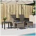 Divano Giardino 2 Posti con Tavolo e Sgabelli Grigio Polyrattan - Foto miniatura 3