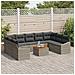 Set Divani Giardino 10 Pezzi Cuscini Grigio Polirattan Acacia - Foto miniatura 3
