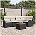 Set Divano da Giardino da 6 Pezzi con Cuscini Nero Rattan Polimerico Acacia,  Divano da Giardino a 2 Posti con Rimozione & Cuscini Nero Rattan Polimerico - Foto miniatura 2