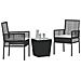 Set Bistro da Giardino 3 Pezzi con Cuscini Nero in Polyrattan - Foto miniatura 3