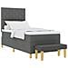 Letto con Box Spring con Materasso e Panchina Grigio Scuro 90x200 cm Tessuto - Foto miniatura 1