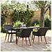 Set da Pranzo per Giardino con cuscino 5 pcs Nero polyrattan - Foto miniatura 2