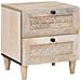 Comodino 2 pcs Beige 40 x 33 x 46 cm legno massello di mango - Foto miniatura 2