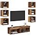 Mobile TV con luci a strisce a LED 8 pcs Legno vecchio Vetro - Foto miniatura 3