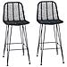 Sedia da Bar 2 pcs Nero 44,5 x 53 x 111 cm Rattan e Ferro - Foto miniatura 1