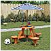 Tavolo Picnic per 4 Bambini con Ombrellone Rotondo Legno Abete - Foto miniatura 2