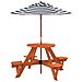 Tavolo Picnic per 4 Bambini con Ombrellone Rotondo Legno Abete - Foto miniatura 5