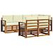 Set divani 7 pcs Naturale e Crema Legno di Acacia Massello - Foto miniatura 1